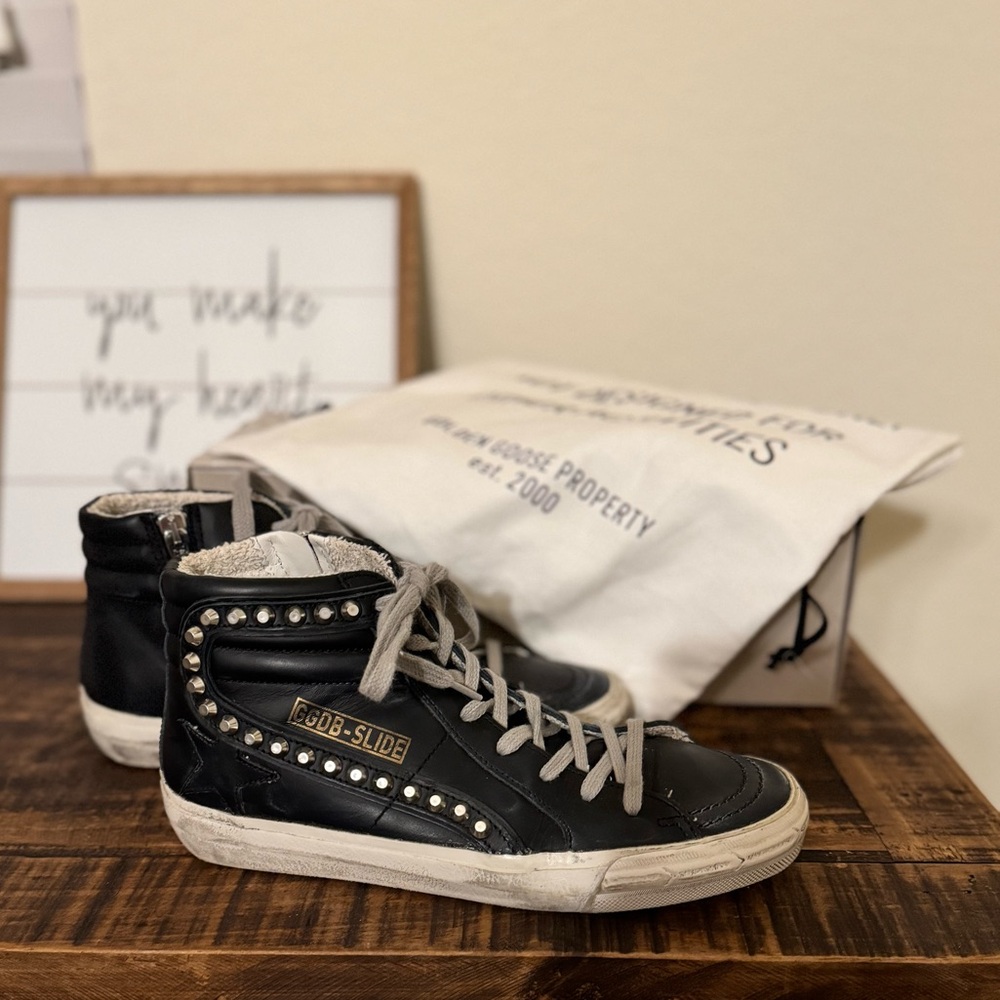 Golden Goode Women's Slide black with studs - Picture 2 of 10